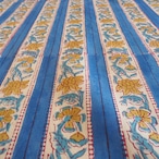 ブロックプリント生地【50cm単位】インド綿  ストライプ柄 ブルー×黄色 #52716-BL3