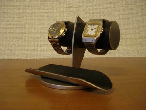 誕生日プレゼントに　腕時計スタンド　ウオッチスタンド　時計スタンド　腕時計スタンド 高級　どっしりちょっと太めのパイプブラックコルク腕時計スタンド　No.12320