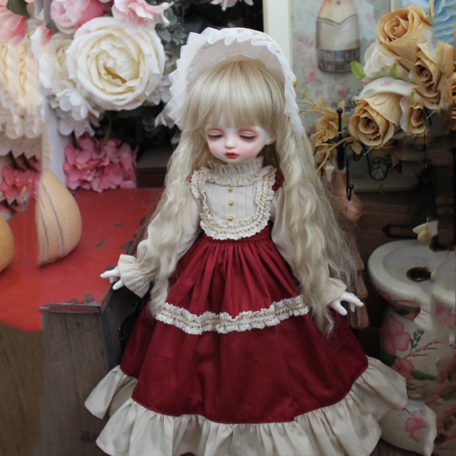 BJDドール用 お洋服 ロリィタ レッド 女の子用 Blythe/幼SD/DSD/SDサイズサイズ/Xmya