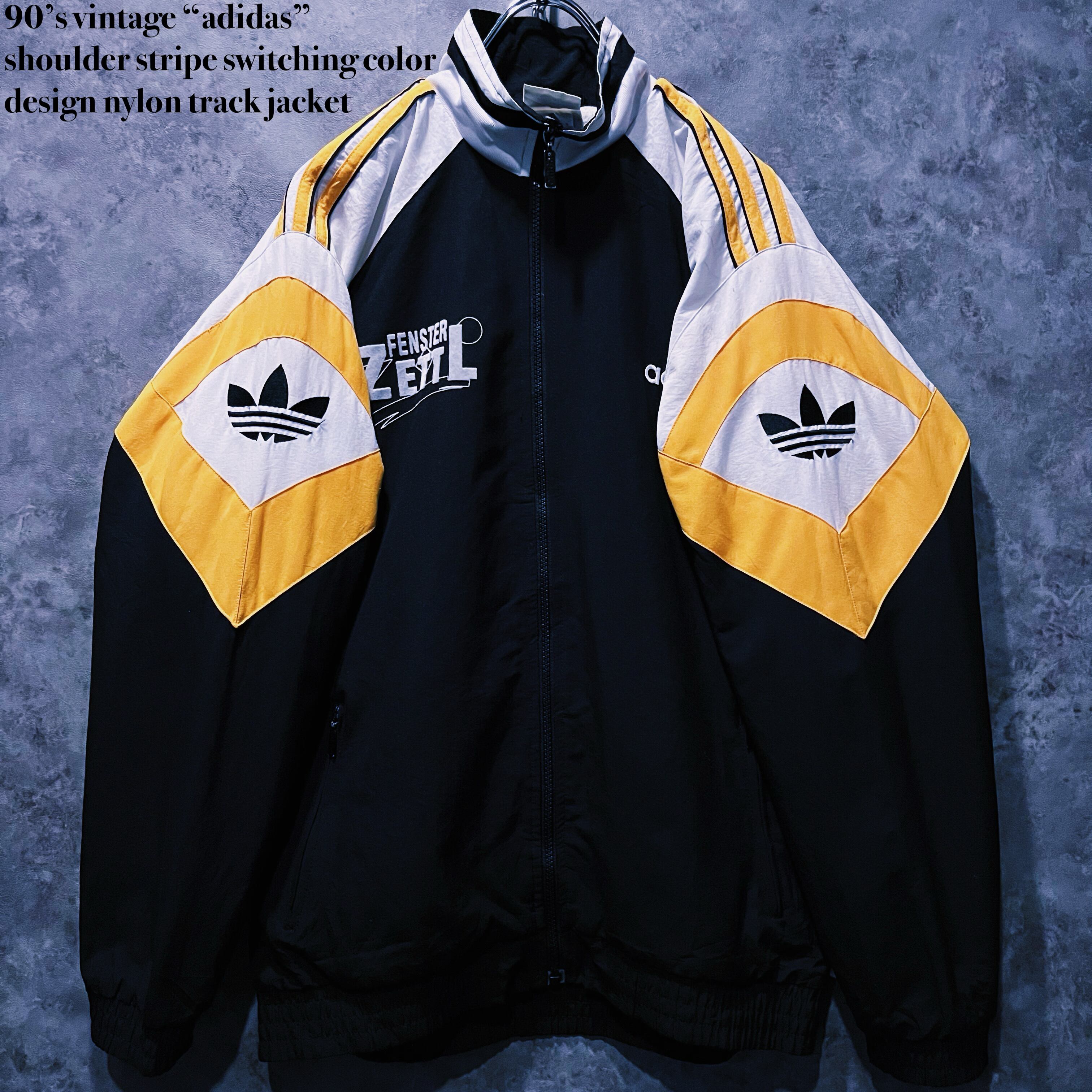 【doppio】90’s vintage “adidas” shoulder stripe switching color design nylon track jacket