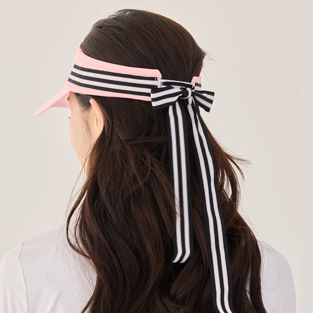 バックリボン ストライプライン サンバイザー