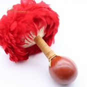 フラダンス ウリウリ マラカス 小物 小道具 楽器 レッド系 赤 イエロー系 黄色 片手 一体型 民族舞踊 ダンス タヒチアン 羽 ファー 舞台 ウリウリ 伝統舞踊 楽器類 手持ち 赤色 黄色系 音楽レッスン 舞台小道具 ハワイアン