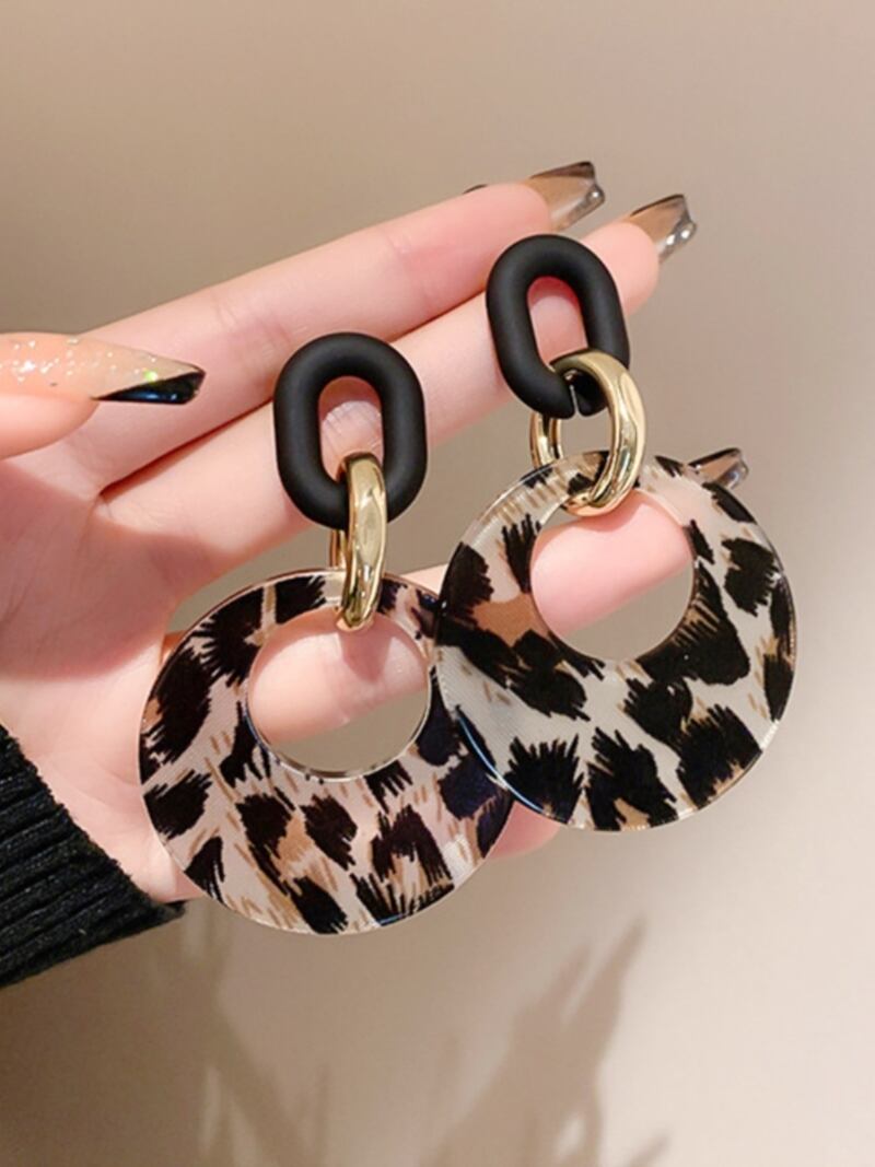 ピアス ヒョウ柄ドロップピアス レオタードピアス 大人 おしゃれ