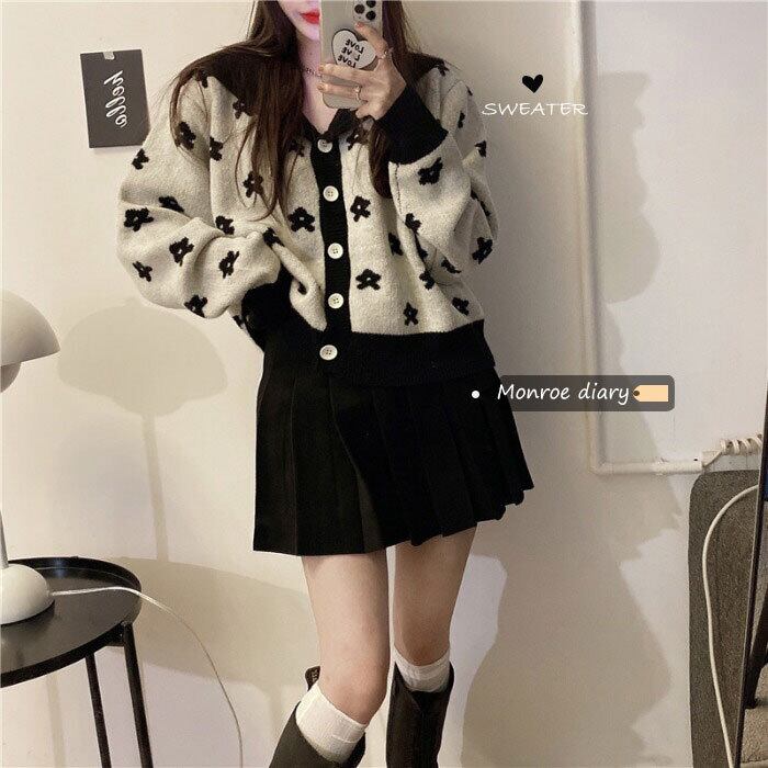 スタイルセーター コート スプリングウィンタースタンダードカーディガンルーズトップス ロング レトロ 春物 冬物 モンロー3713123268