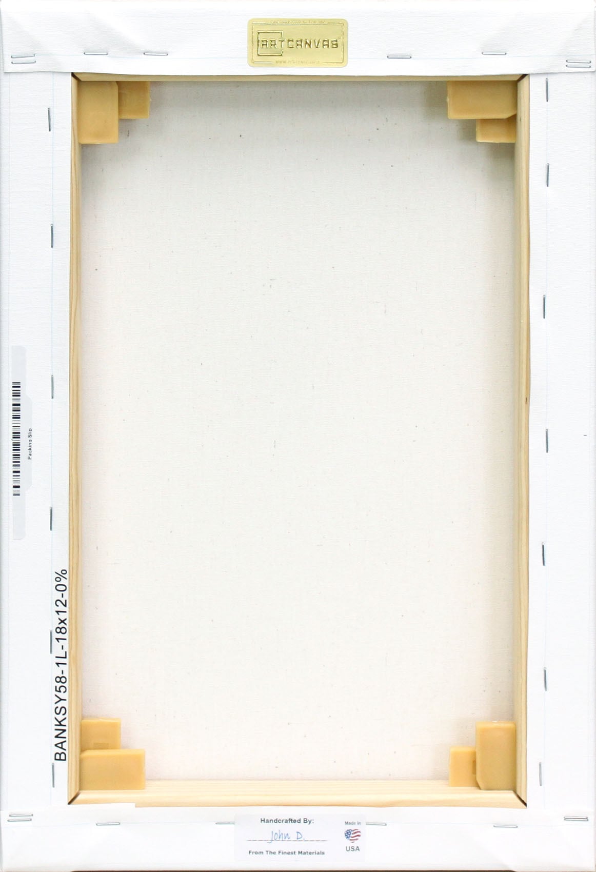 バンクシー「イエロー ラインズ フラワー/Yellow Lines Flower」展示用フック付きキャンバスジークレ