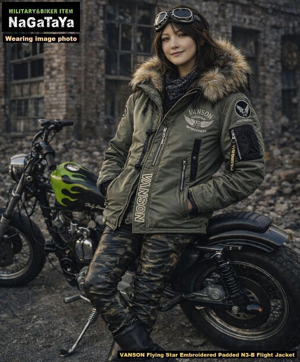 VANSON バンソン フライングスター刺繍 中綿 N3-B フライトジャケット