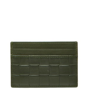 ボッテガヴェネタ イントレチャート カードケース カーキ グリーン レザー レディース BOTTEGAVENETA 【中古】