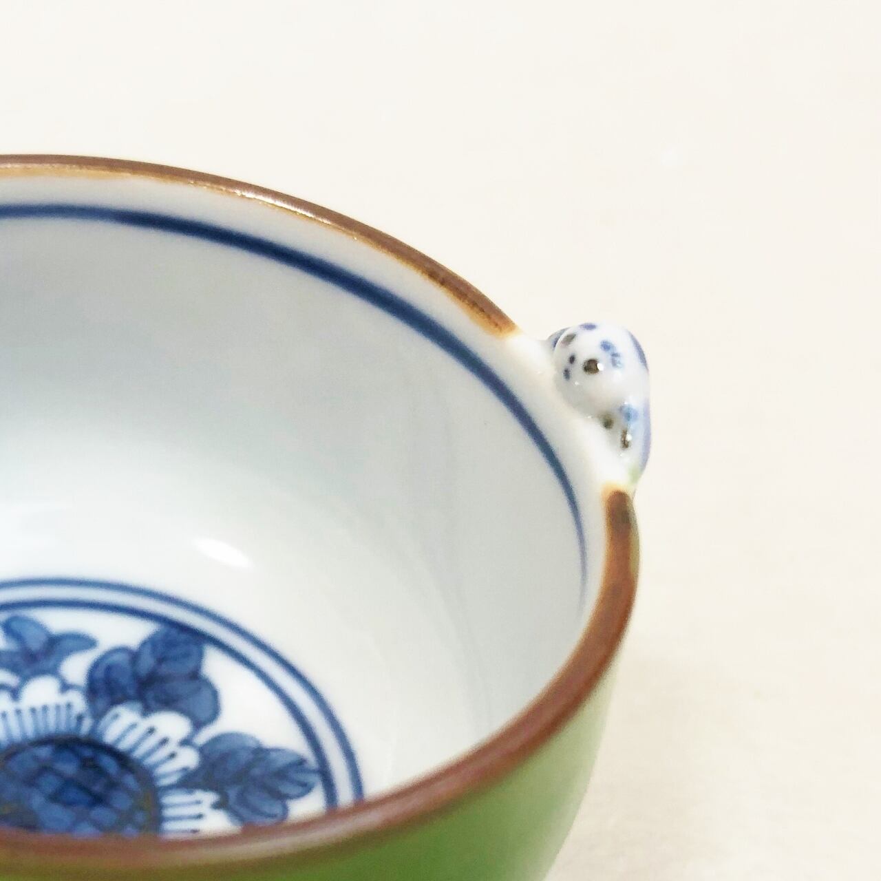 清水焼　昇峰窯　青交趾桔梗　小鉢5個 清水焼昇峰窯青交趾桔梗小鉢5個