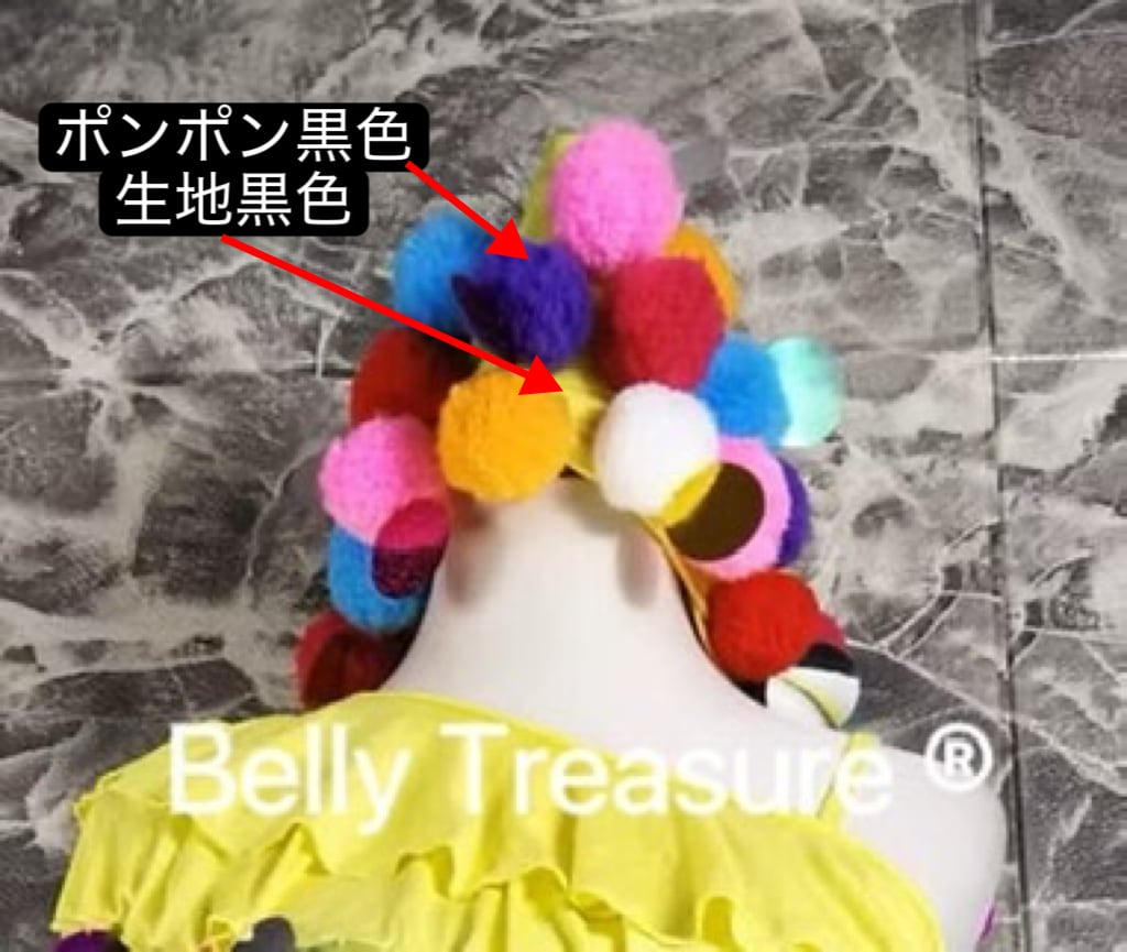 ミラーヤドレス用 黒色ポンポン付き 黒色ヘアースカーフ MMX 202306