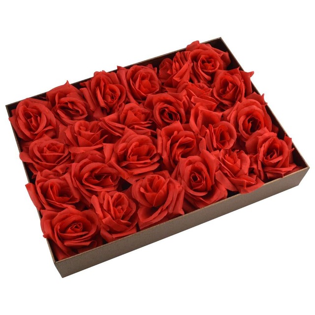 バラ 造花 50本 cnomg 直径8cm 母の日 プロポーズ 結婚式 誕生日 お祝い 演出にローズ 装飾 DIY材料 (レッド)