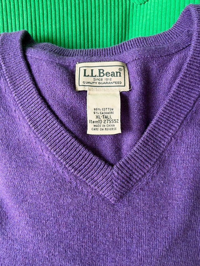 L.L.Bean Cotton Cashmere V-Neck Oversized Knit