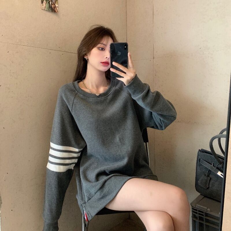 2020年秋新しいルーズプルオーバー長袖セーターレディースミドル丈ファッションオールマッチレイジースタイルネットレッドトップ ドラファッションホール63047005006