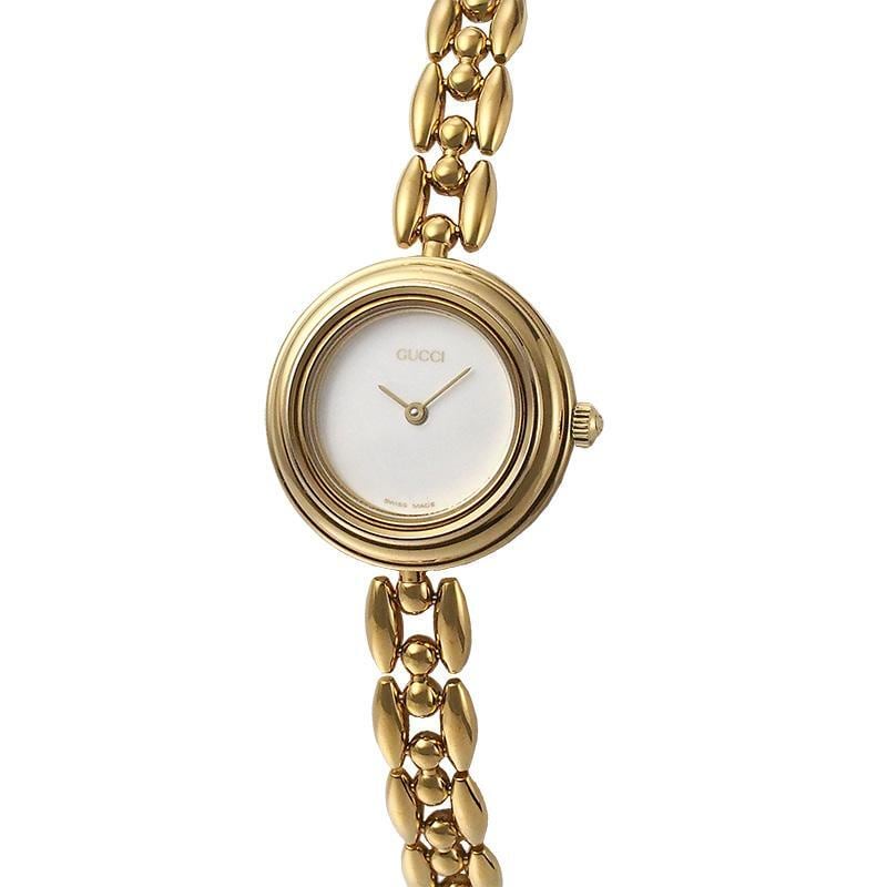 グッチ GUCCI チェンジベゼルウォッチ 11/12.2 ゴールド クオーツ 電池