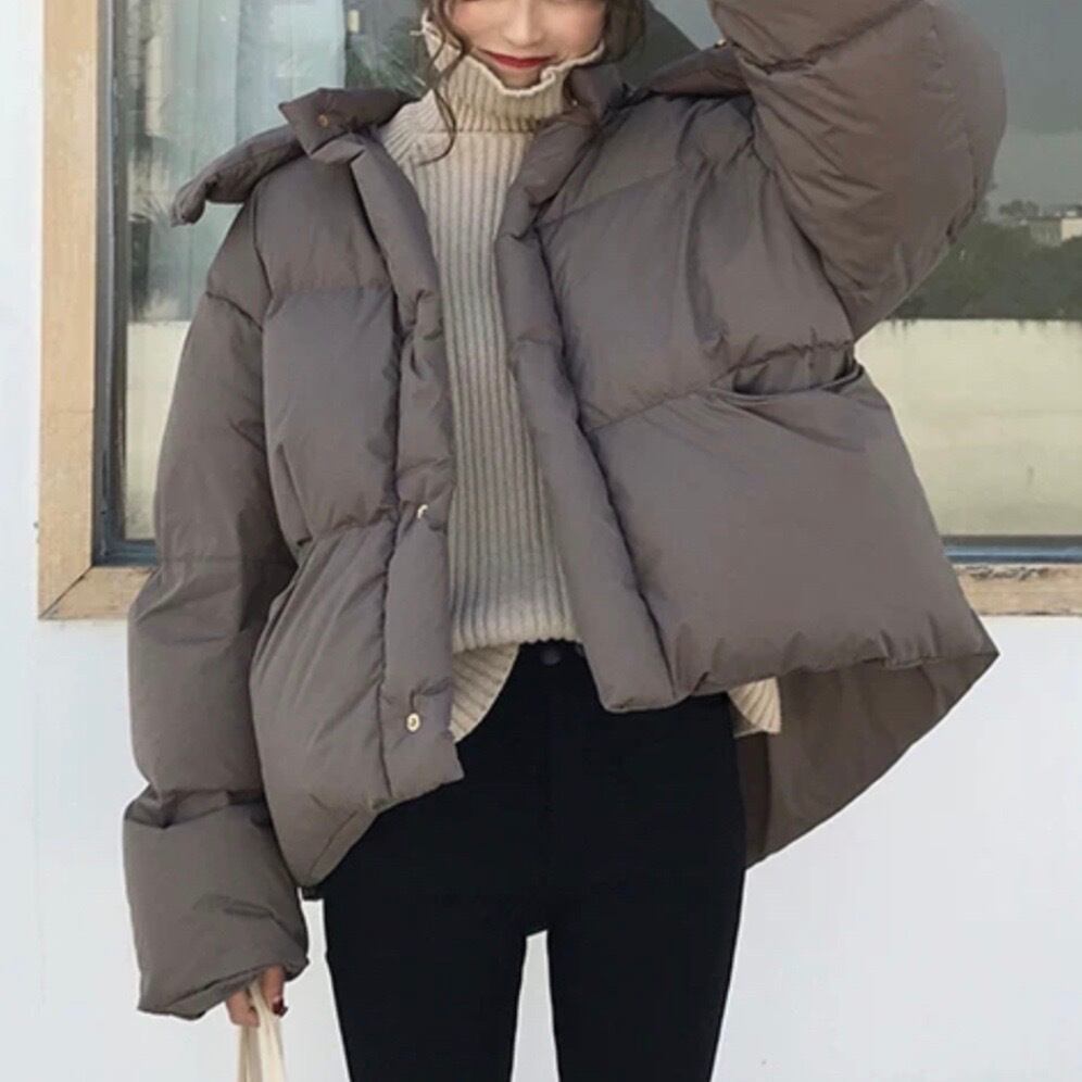 ボリューム ダウン ジャケット 中綿 アウター レディース 秋 冬 用 ショート 丈 長袖 韓国 ファッション 大人 カジュアル 暖か い あったか い Ou 0155 Happy Orurea ハッピーオルレア