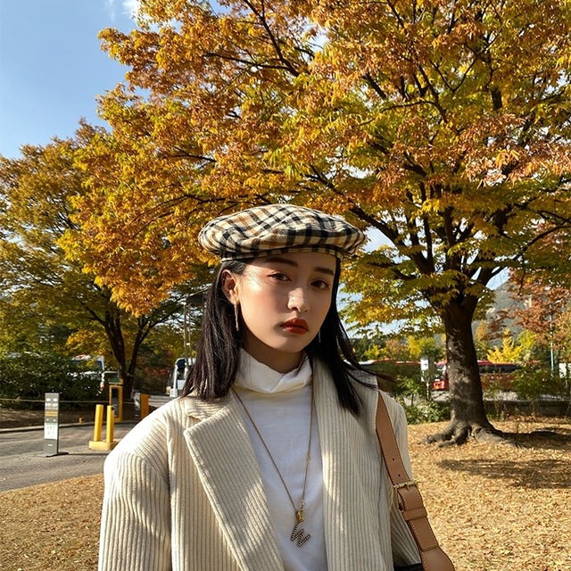 帽子 ファッション小物 ハンチング キャスケット ベレー帽 小物 チェック柄 カジュアル 秋 冬 大人 デート お出かけ 旅行 女子会 韓国 韓国 ファッション オルチャン 可愛い レディース Fa754 Musubi Me 韓国 オルチャン レディースファッションのお店