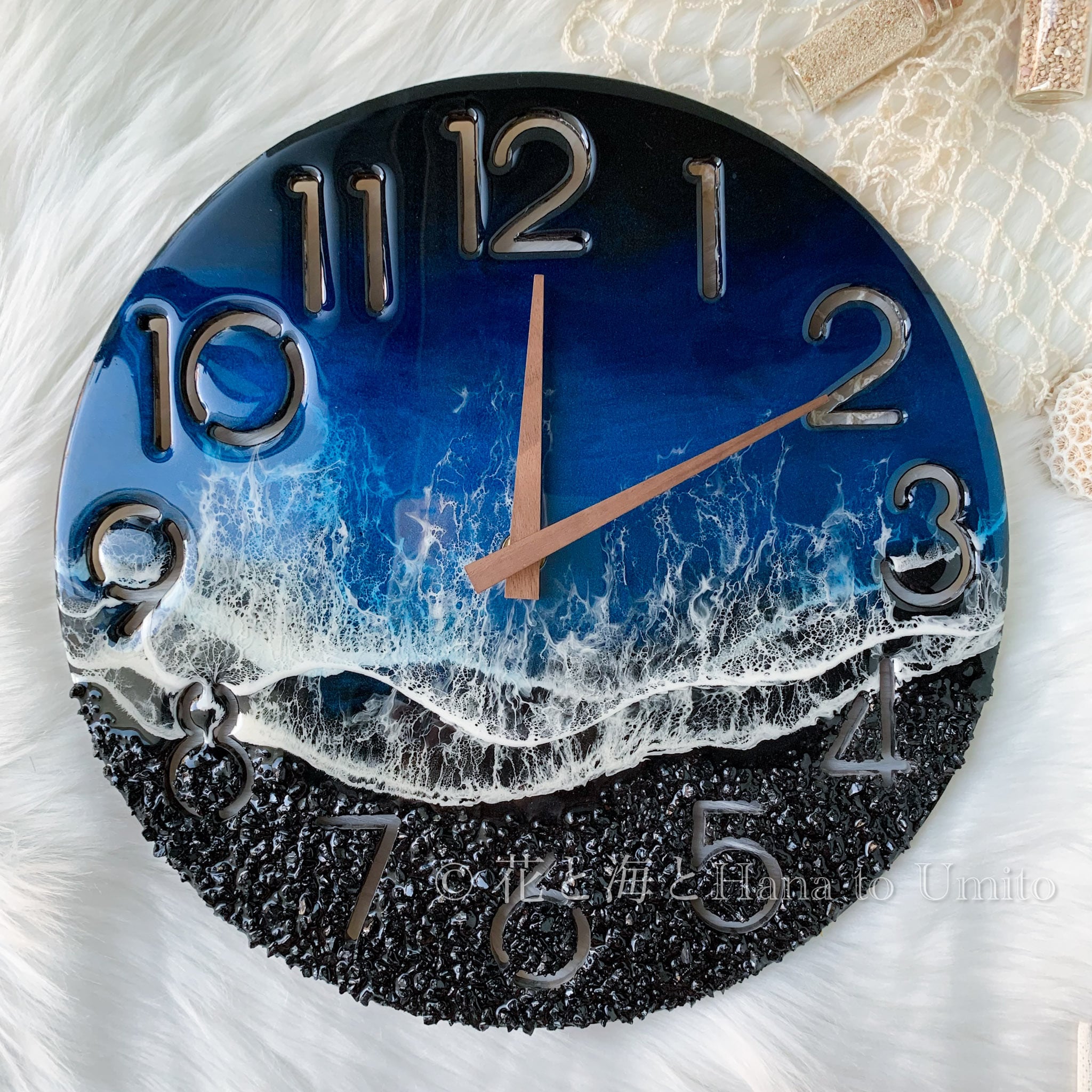 海と白波の壁掛け時計✳︎海レジンアート オーシャンアート | 花と