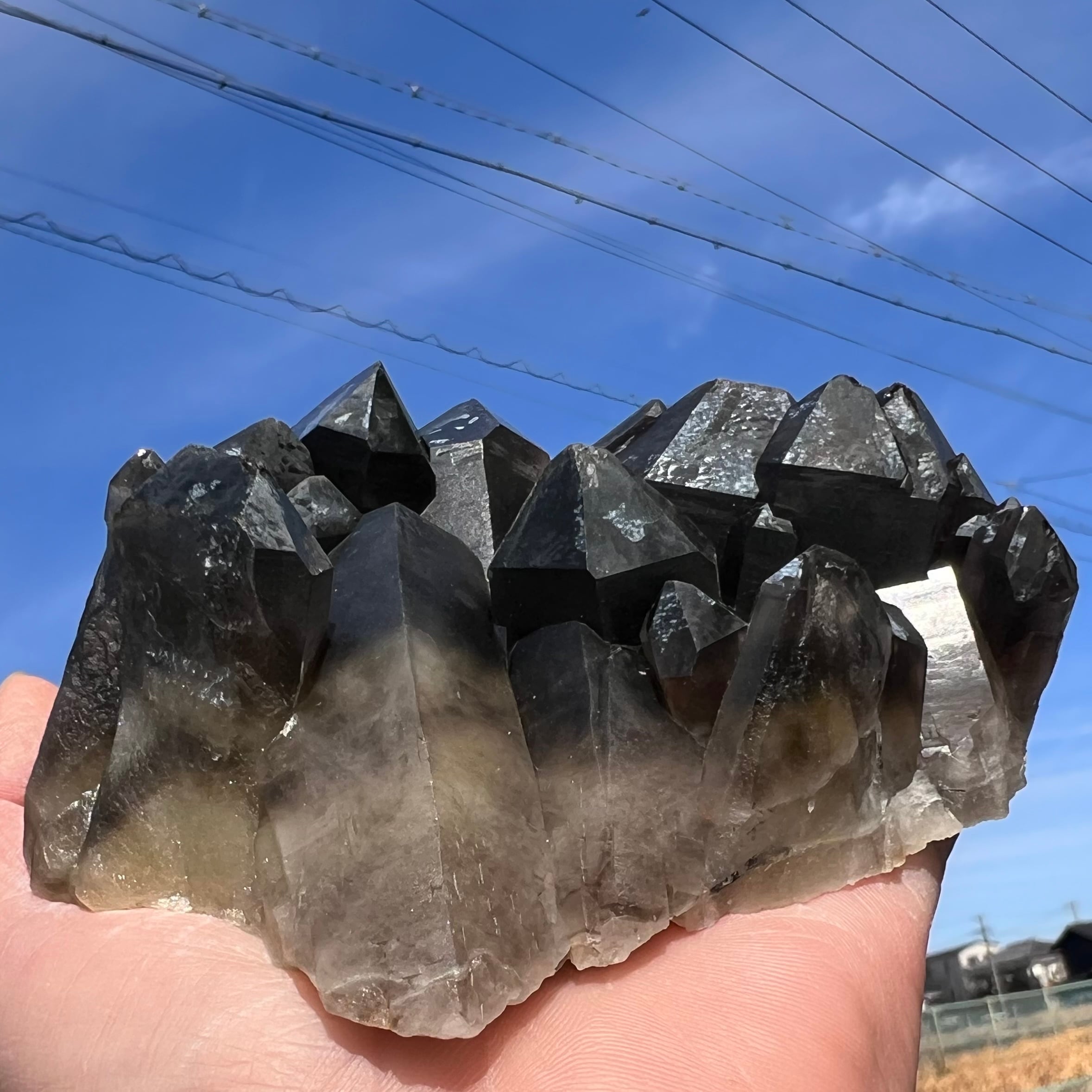 【安定感抜群✨モリオンクラスター⑦✨459g】︎︎︎︎❤︎送料無料︎︎︎︎❤︎天然石 パワーストーン