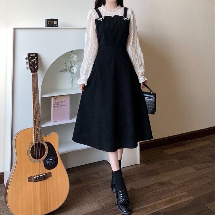 ワンピース レディース 2色 フレアワンピース ロング丈 長袖 プリーツネック フレア スリム タイト 細身 Aライン 切り替え ドッキング ゆったり ハイウエスト 異素材MIX かわいい 大人可愛い シンプル カジュアル おしゃれ お嬢様 キュート ガーリー ダイヤ ハート 学生 通学 デート お出かけ 女子会 散歩 M L XL 2XL 3XL 4XL 大きいサイズ ブラック ブラウン 秋 冬 10代 20代 ママ 韓国系 着回し 体型カバー 楽ちん ファッション コーデ モテ 送料無料