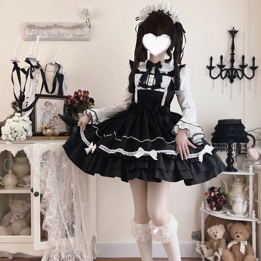 ロリィタ ゴスロリ ジャンパースカート ハイウエスト リボン ふんわり 推し活