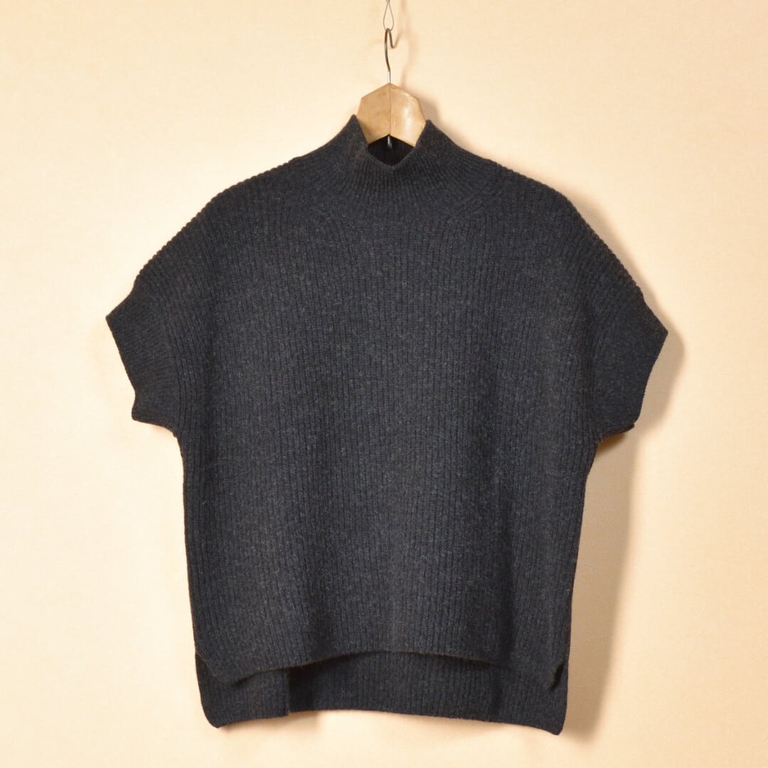 evam eva エヴァムエヴァ wool fox aze vest ウールフォックス畦ベスト・チャコール【送料無料】