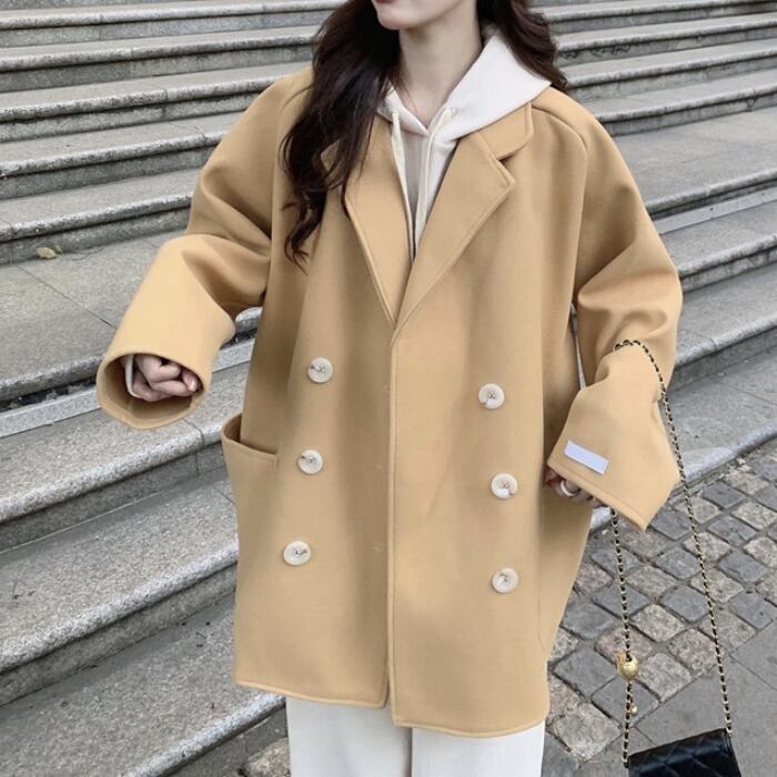 コート ルーズダブルブレスト ウィンター 冬物 萌量不足72585836365