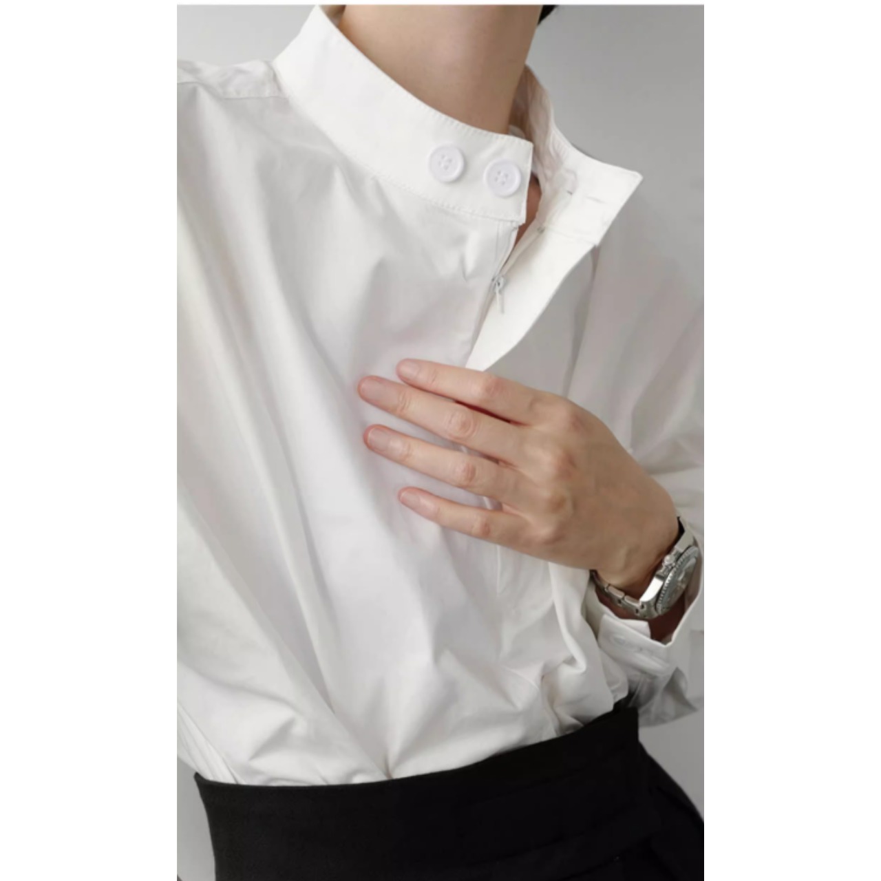 フロントジップ スタンドカラーシャツ　TB1727・画像12