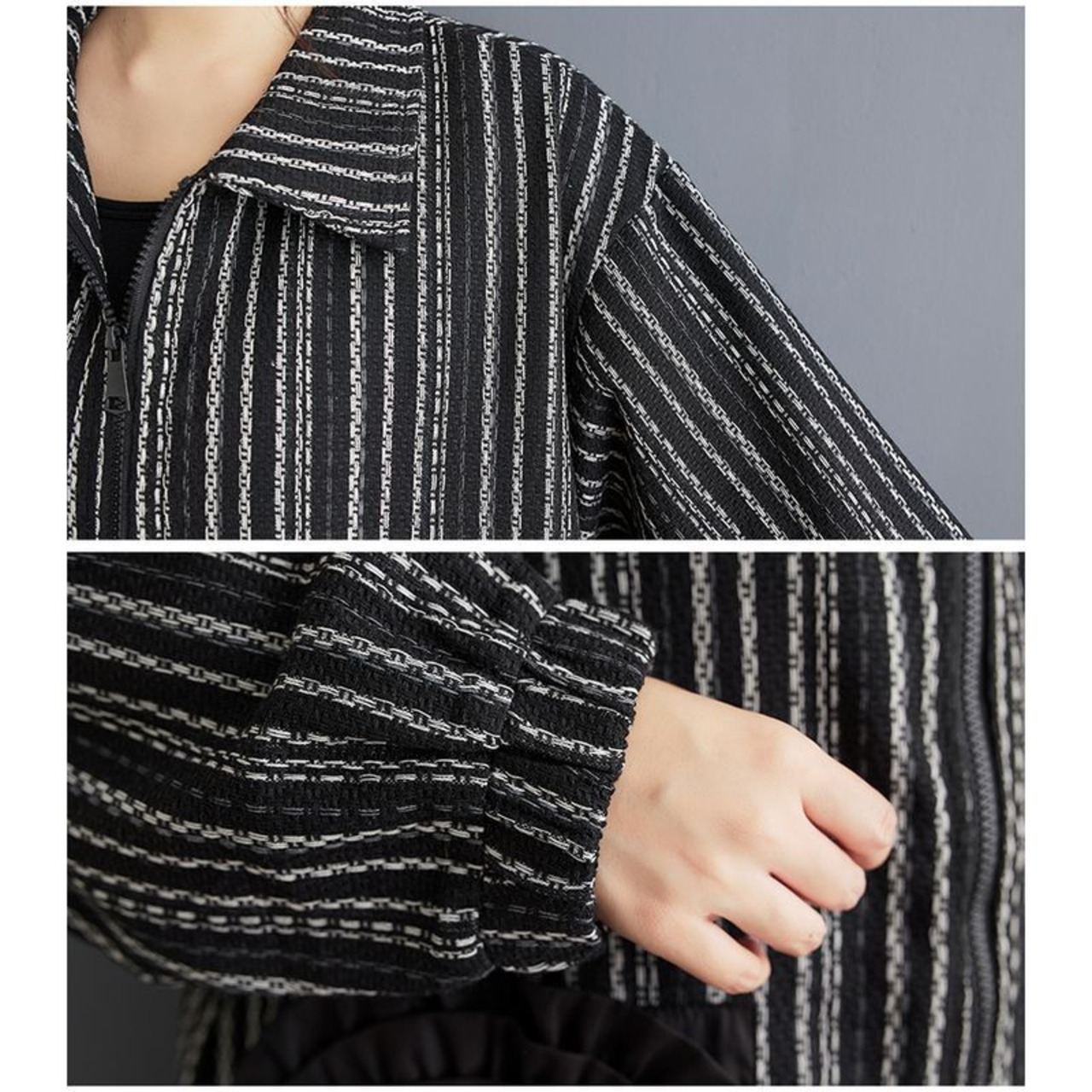 ストライプ 立体花モチーフ ドレスジャケット  00127