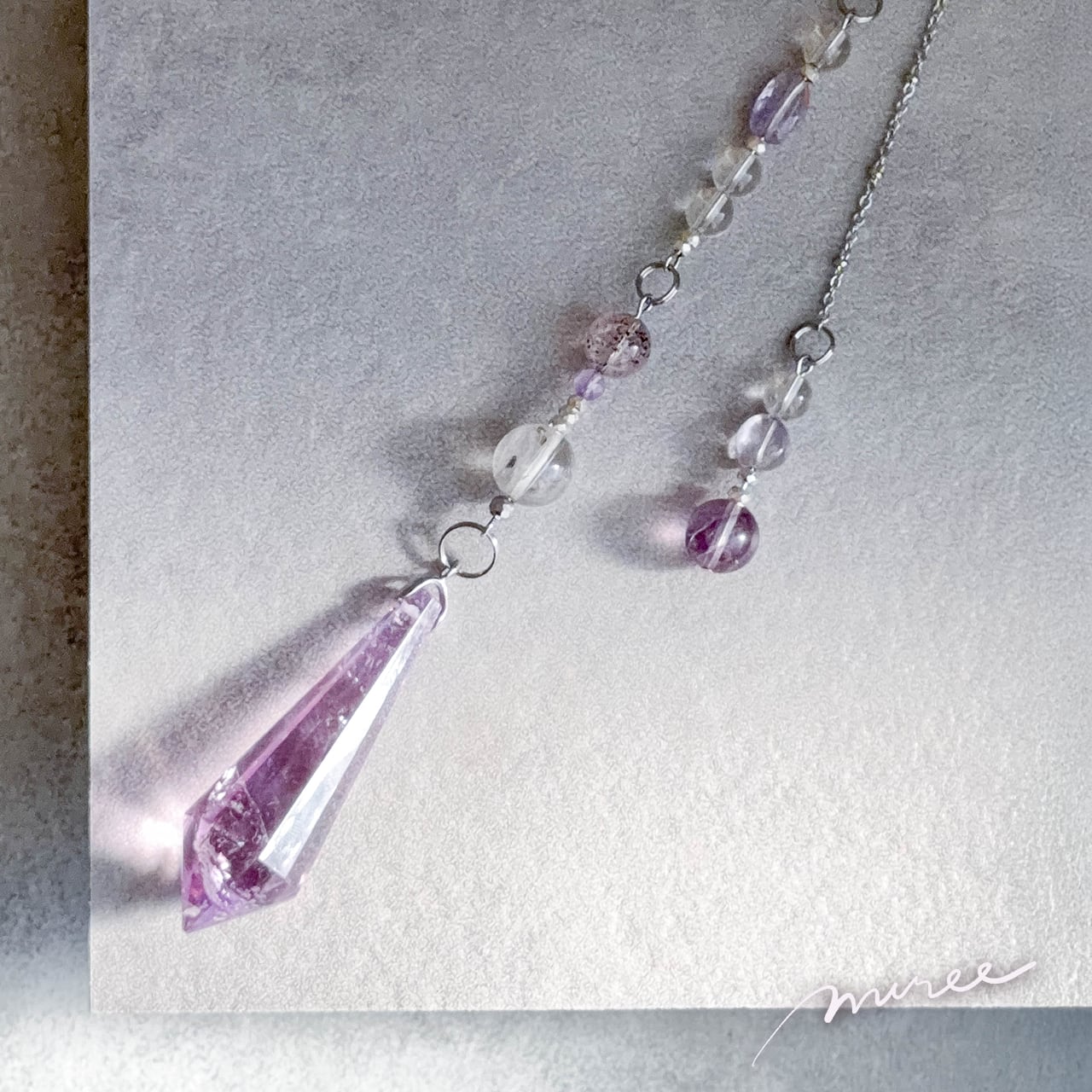 本音で生きる覚悟のペンデュラム【ラベンダーアメジスト×パイライトインクォーツ】lavender amethyst pendulum_159