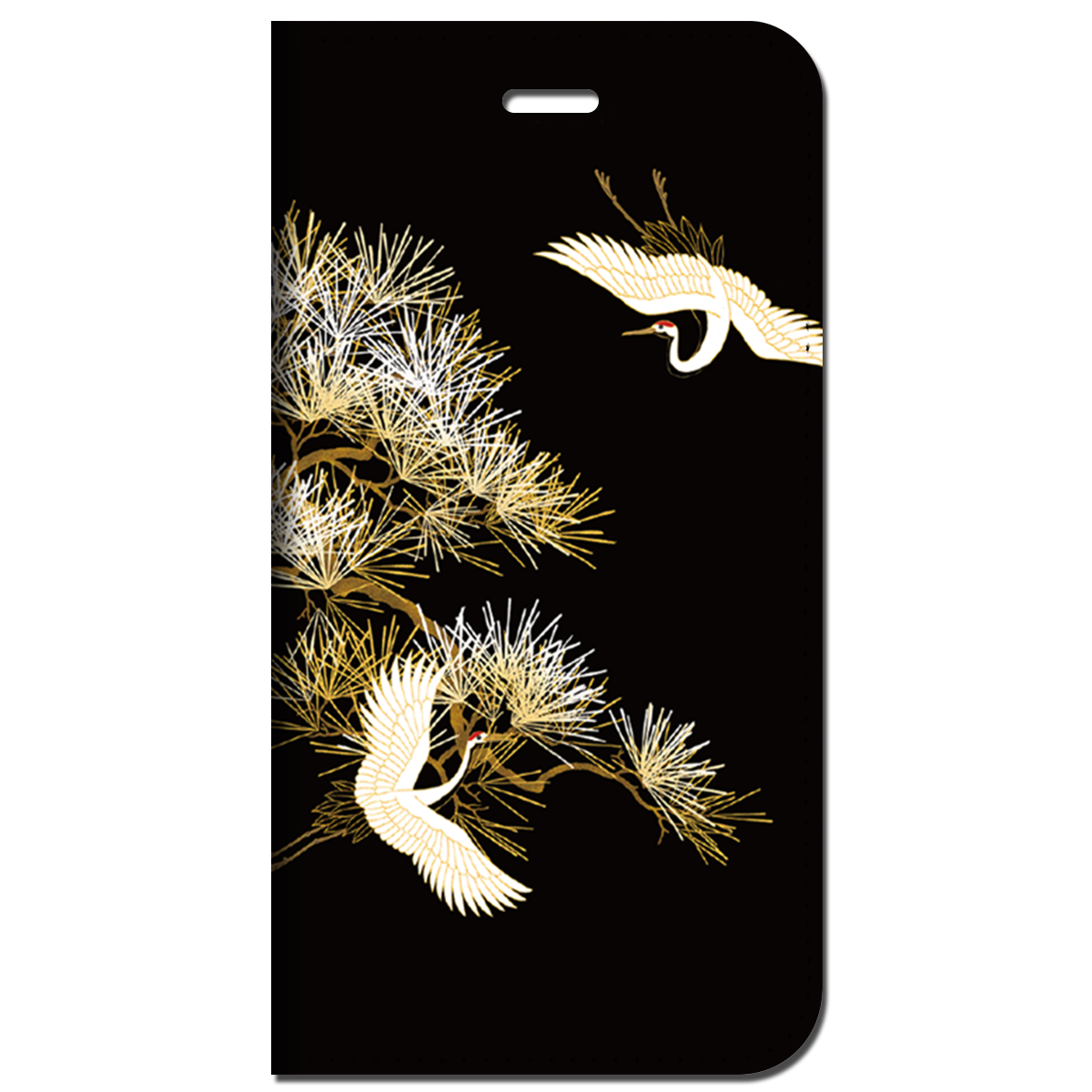 iPhone対応 スマホ 手帳型ケース 小粋-鶴 日本 伝統 和柄 江戸 浮世絵 【iPhone16 / iPhone16e / iPhoneSE 他 iPhone各機種対応】 st45