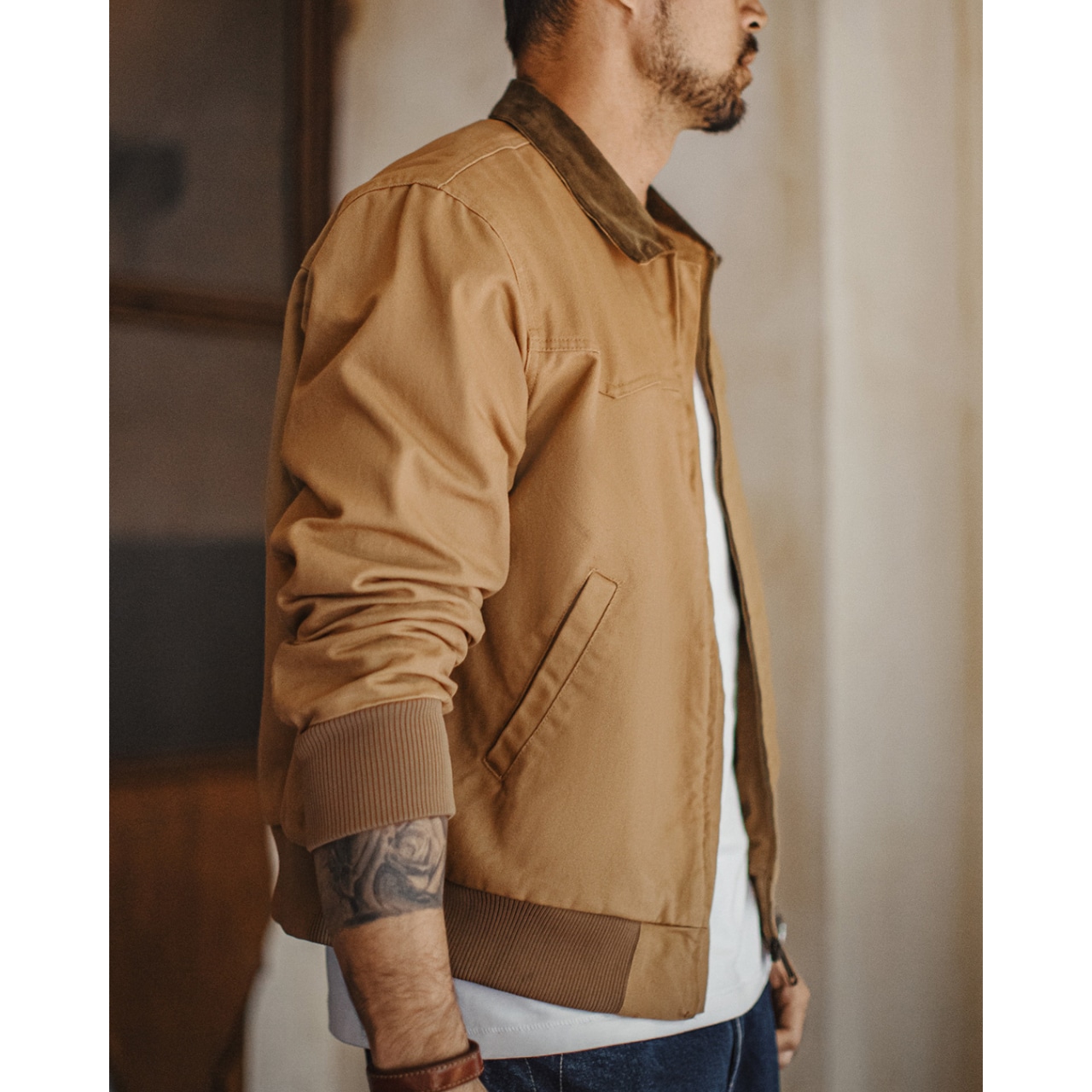 襟コーデュロイキャンバスサンタフェジャケット A0125