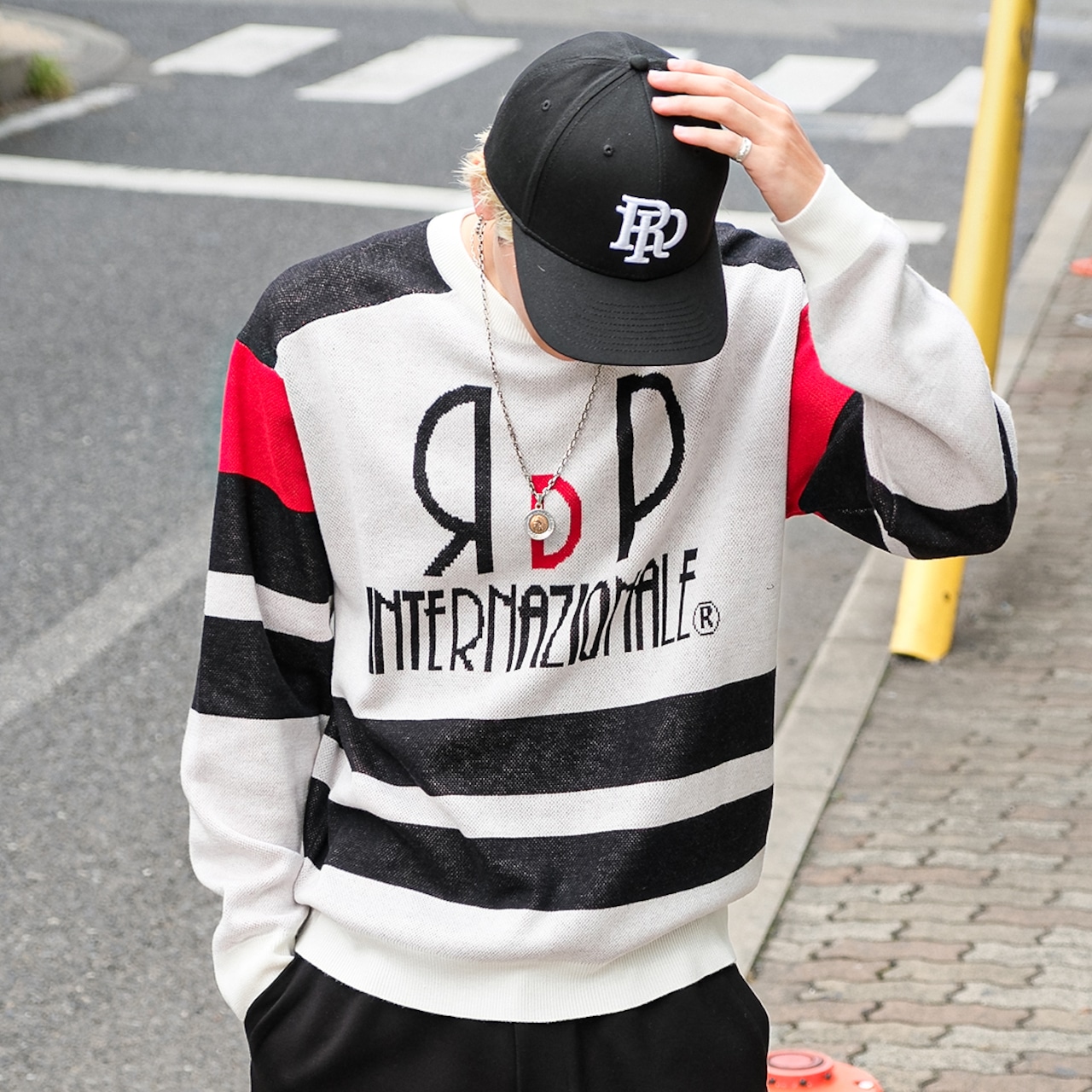 カラーブロック復刻デザインニット