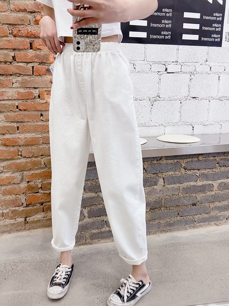 カジュアルパンツ レディースルーズハイウェストウェストスプリングスリム 大きめサイズ 春物 ミックスインファッション41743643592