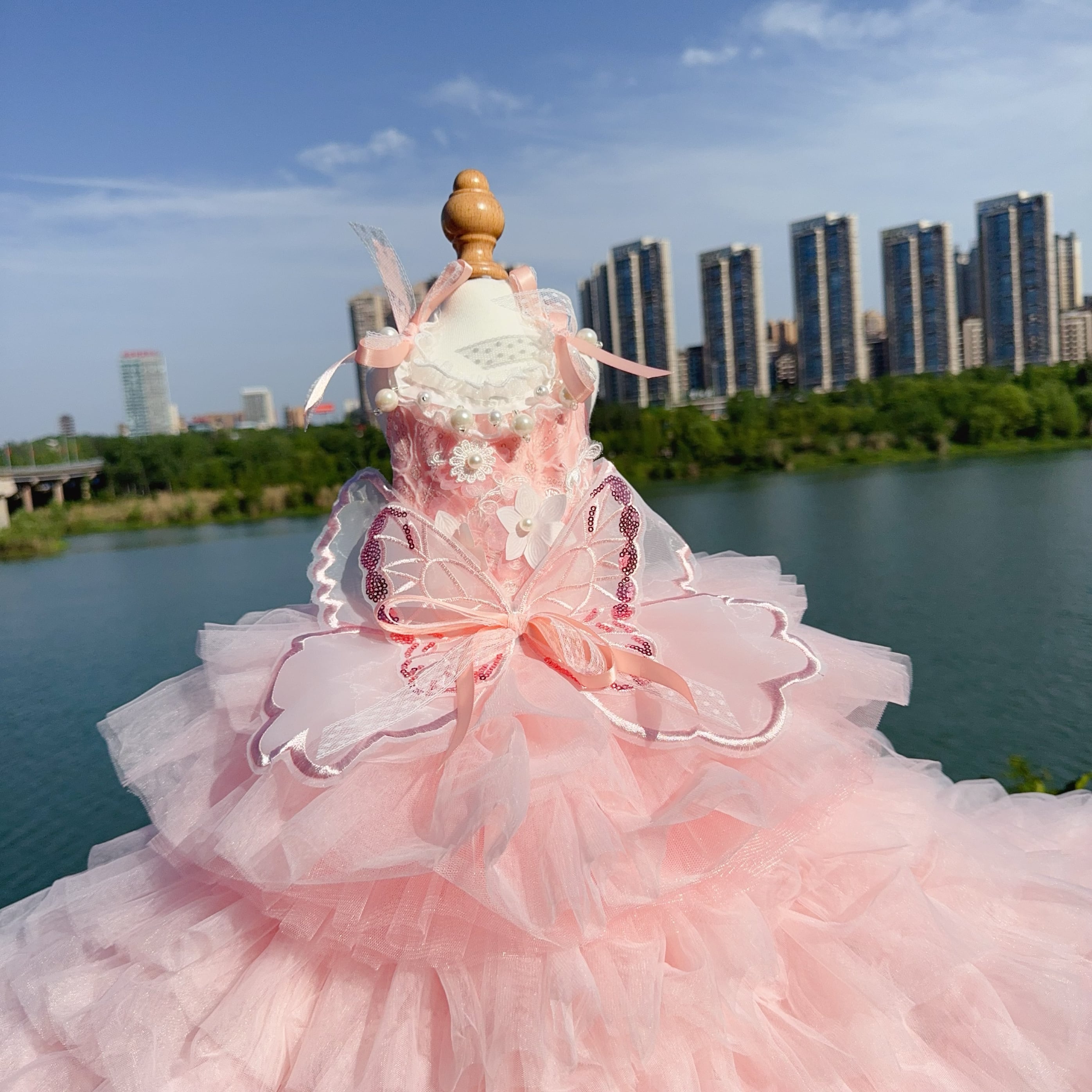 桜色バタフライプリンセスロングドレス 00564