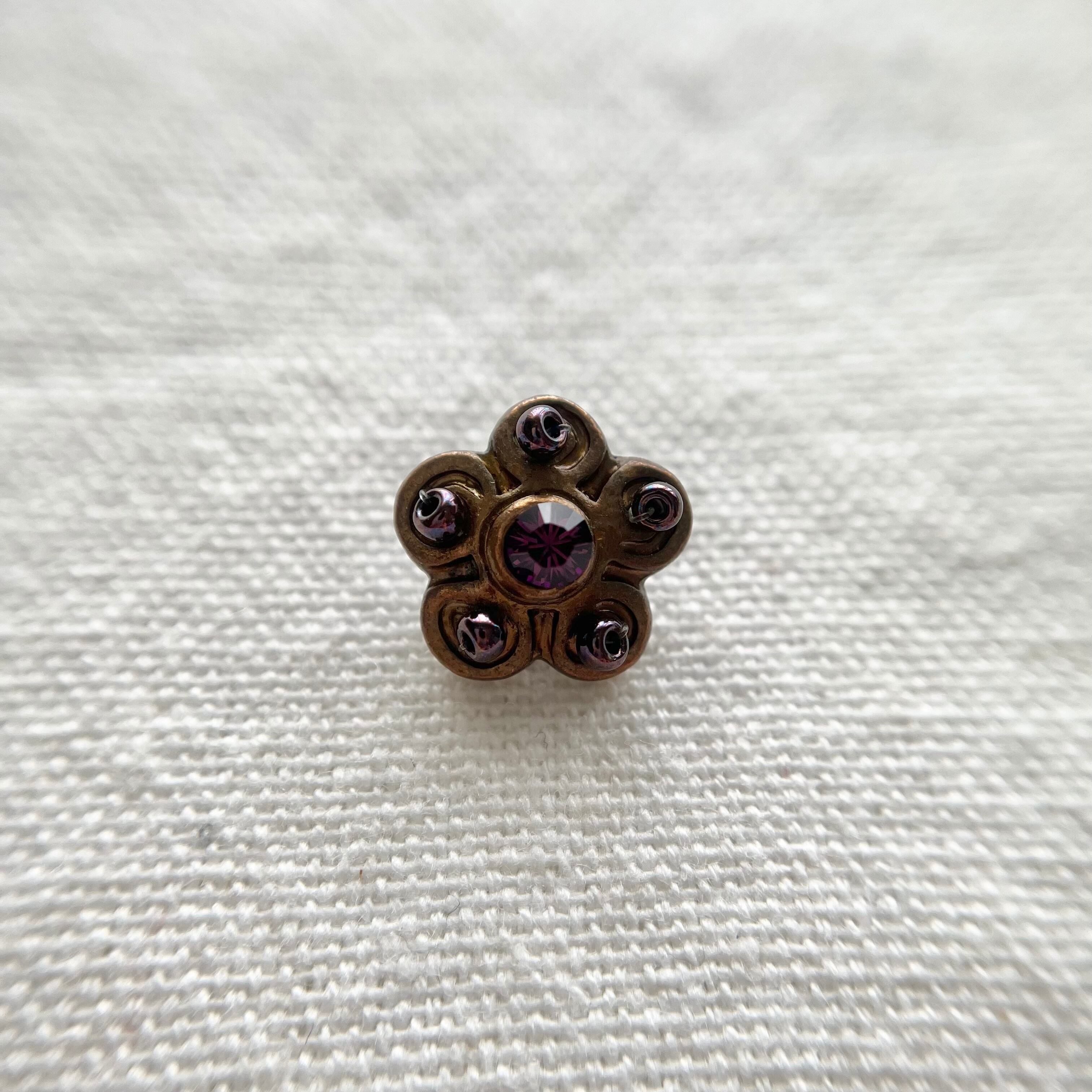 1粒パープル×コッパーフラワー 12.5㎜