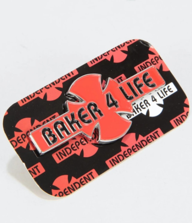 INDEPENDENDENT / Baker4 Life /  red/black  / ピンバッジ / pins / 31×75mm