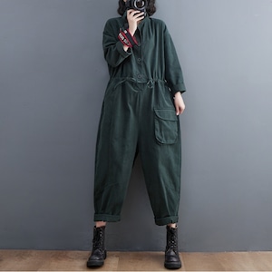 DRAWSTRING WAIST WIDE LEG JUMPSUIT 3colors M-6196