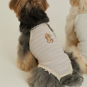 【予約】[ thesallyslaw ] Bunny Romper｜Pink Milk Stripe