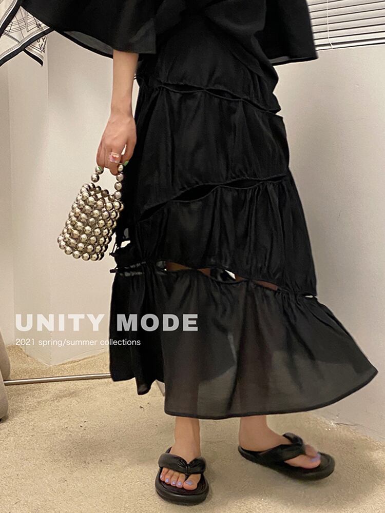 プリーツスカート サマースタイルハイウェストウェスト 夏物 ビッグFスモールZ韓国75118392881