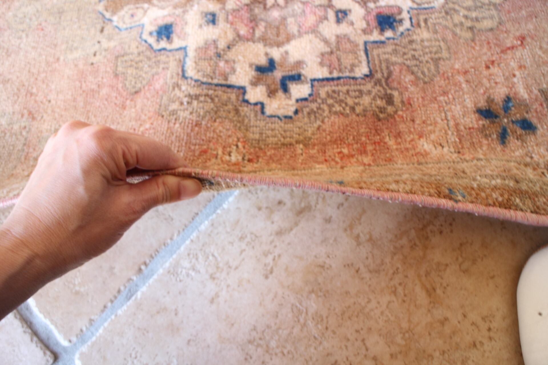 くすみピンクと淡いブラウンのスモールラグ ＃28 | Riad Home