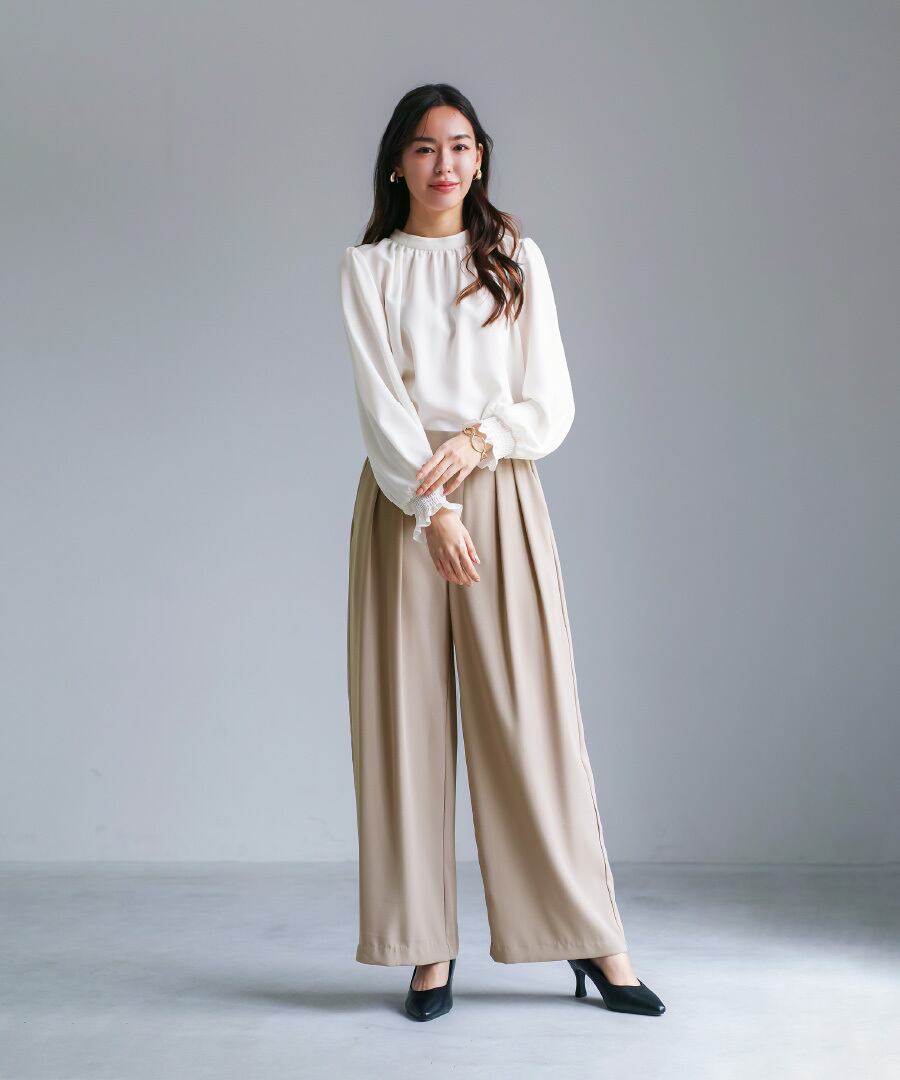 SALE 20％OFF】【 ディテール映え 】ソフトツイル・袖口シャーリング