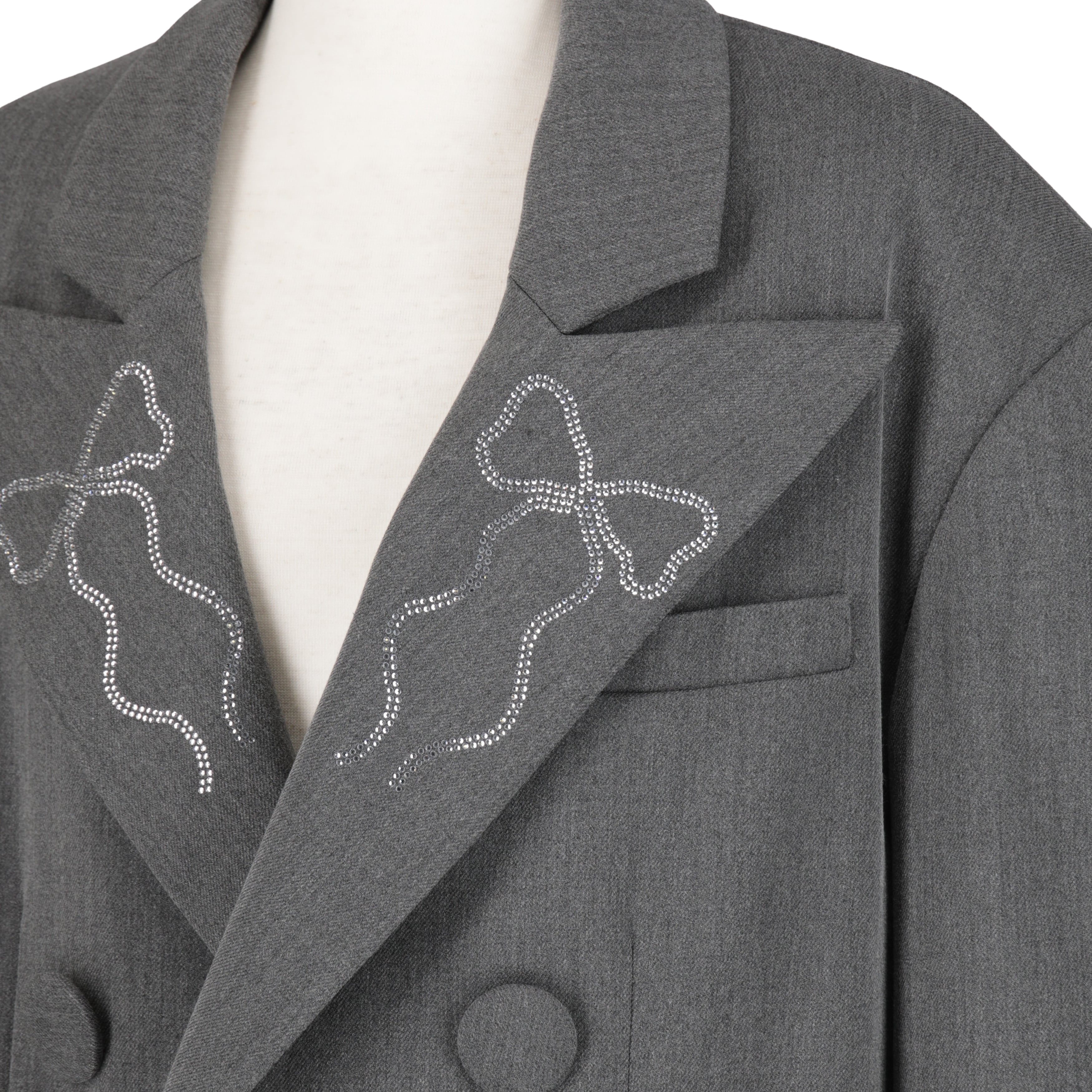 ピークドラペルリボンジャケット GRAY