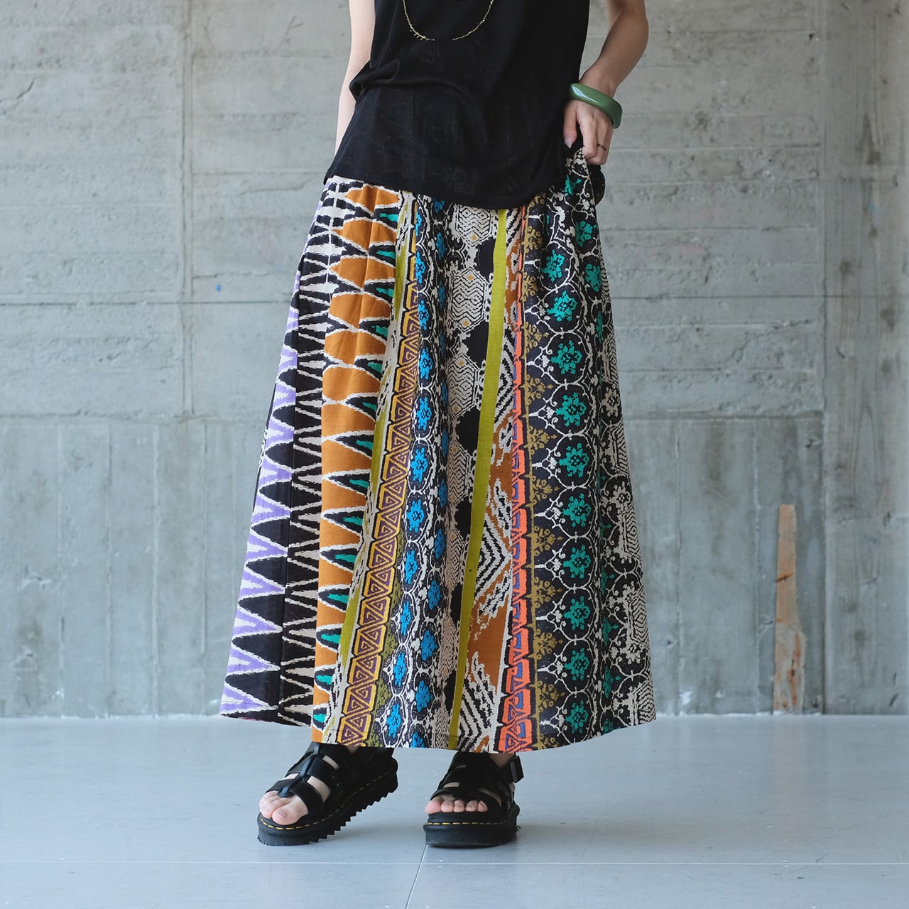 ヒス、カラフル総柄キャミ更にお値下げ！！ スカラー ScoLar スカラー総柄デニム切替キャミワンピ （サックス