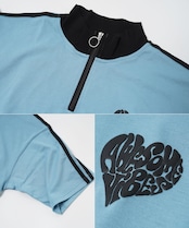 ◆ハートロゴ ハーフジップ Tシャツ◆wi-059592