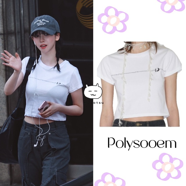 ★aespa カリナ 着用！！【Polysooem】turn over and over t-shirt, white