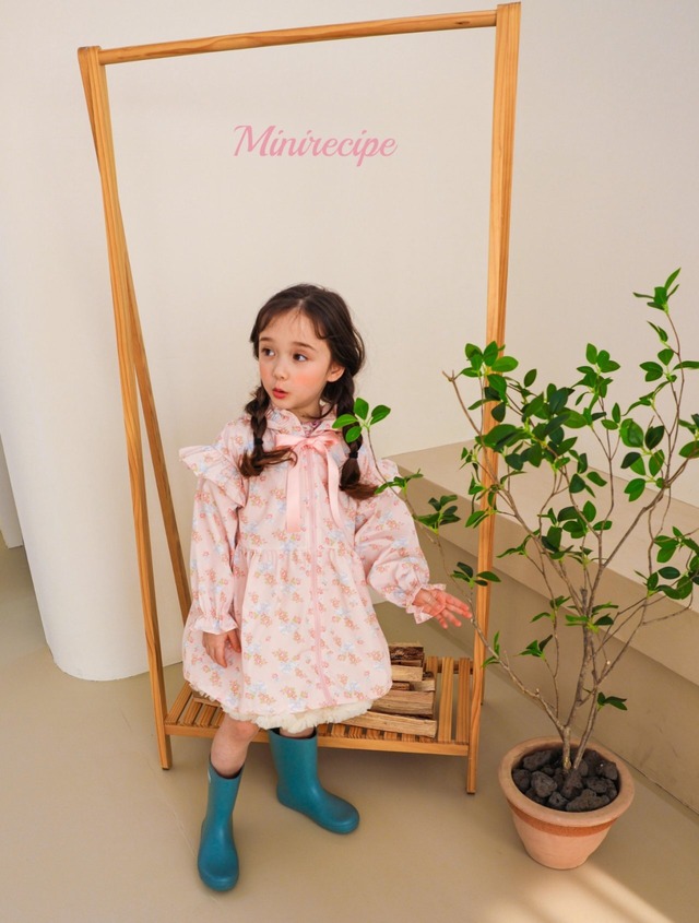 ラスト1 yellowL【即納】<minirecipe>  Floral rain coat
