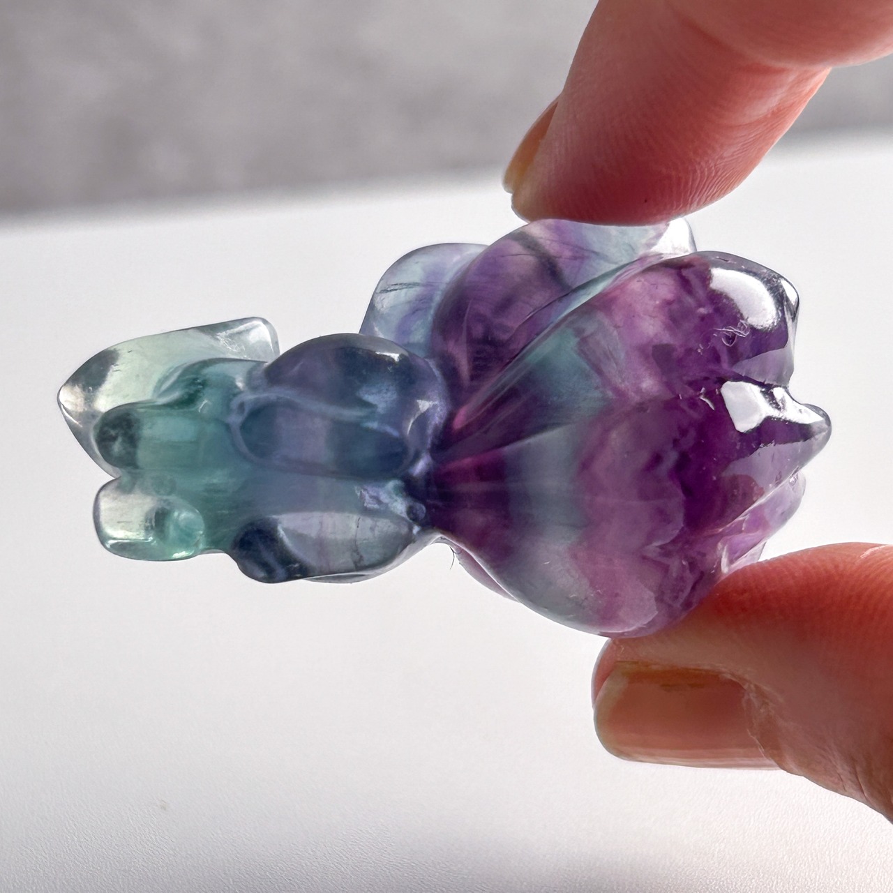 フローライト きつね(九尾)01 カービング * Fluorite * 天然石