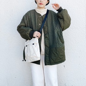 Quilting docking knit blouson (khaki)