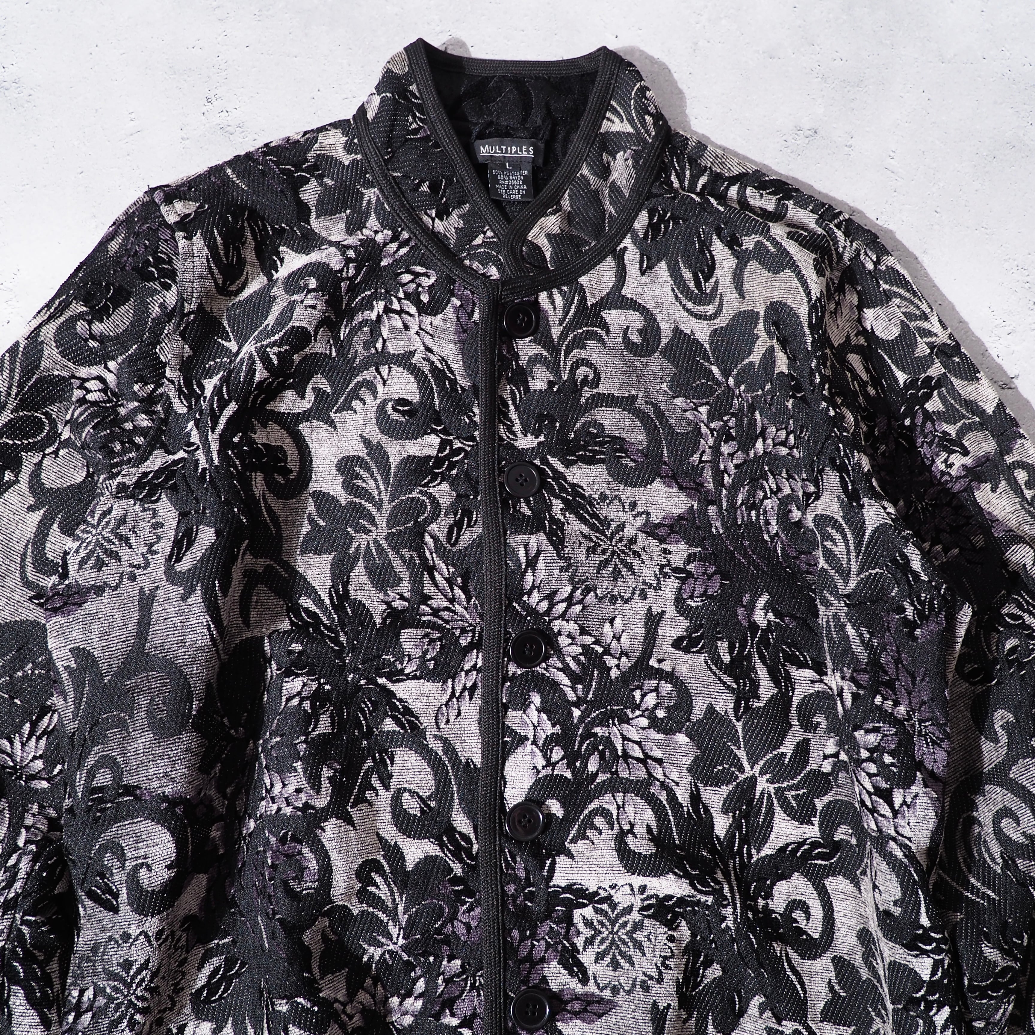 Dark tone flower embroidery two way reversible China jacket