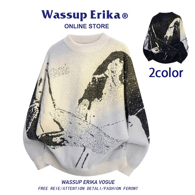 ৡリラックスヴィンテージ!【WSシリーズ】★セーター★ ユニセックス 2color ニットトップス カジュアル