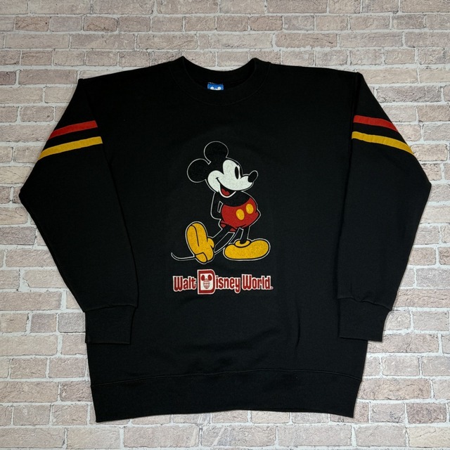 Ⓚ1980s MICKEY MOUSE FLOCKY PRINT SWEAT SHIRT